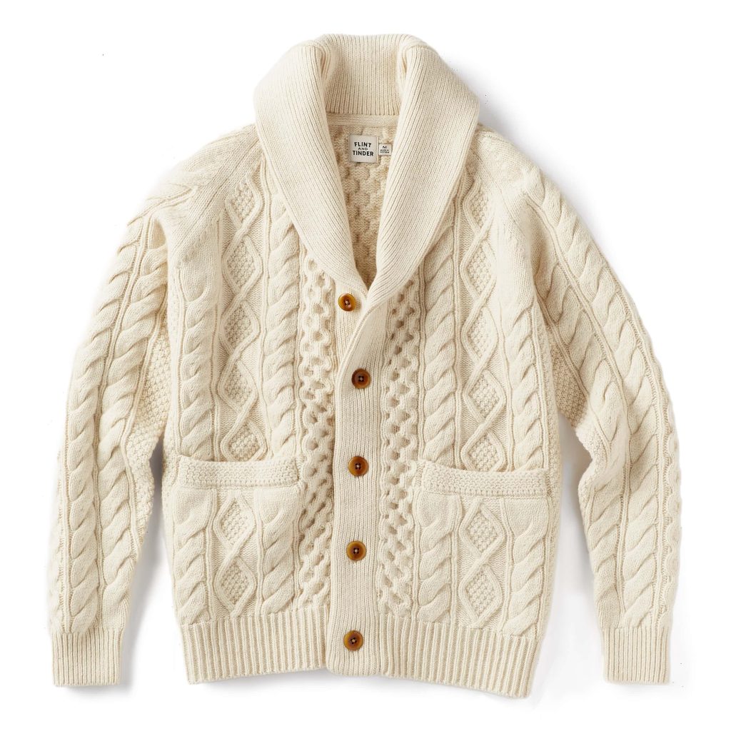 mens cable knit cardigan