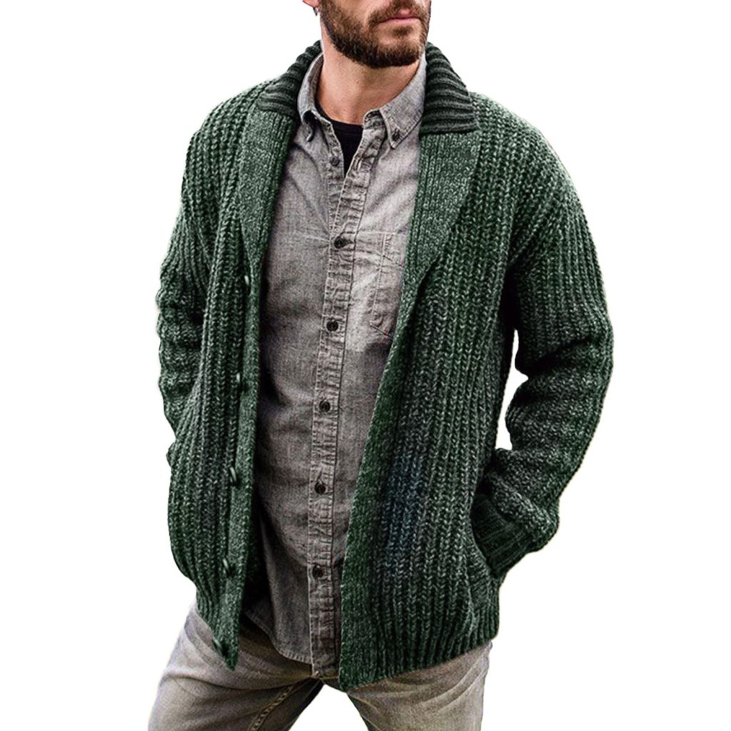 mens cable knit cardigan