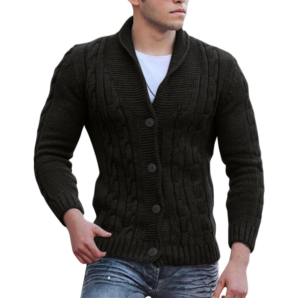 Men black cardigan