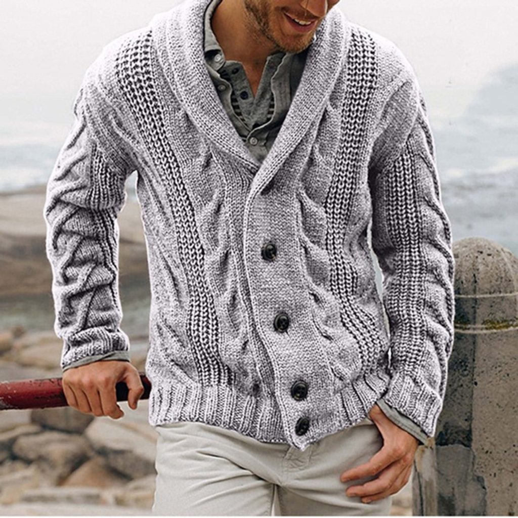 mens cable knit cardigan