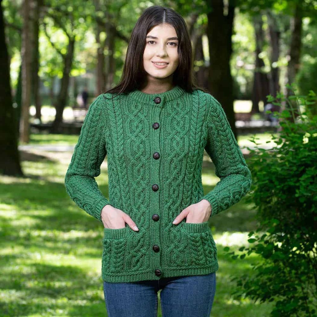 womens green cardigan