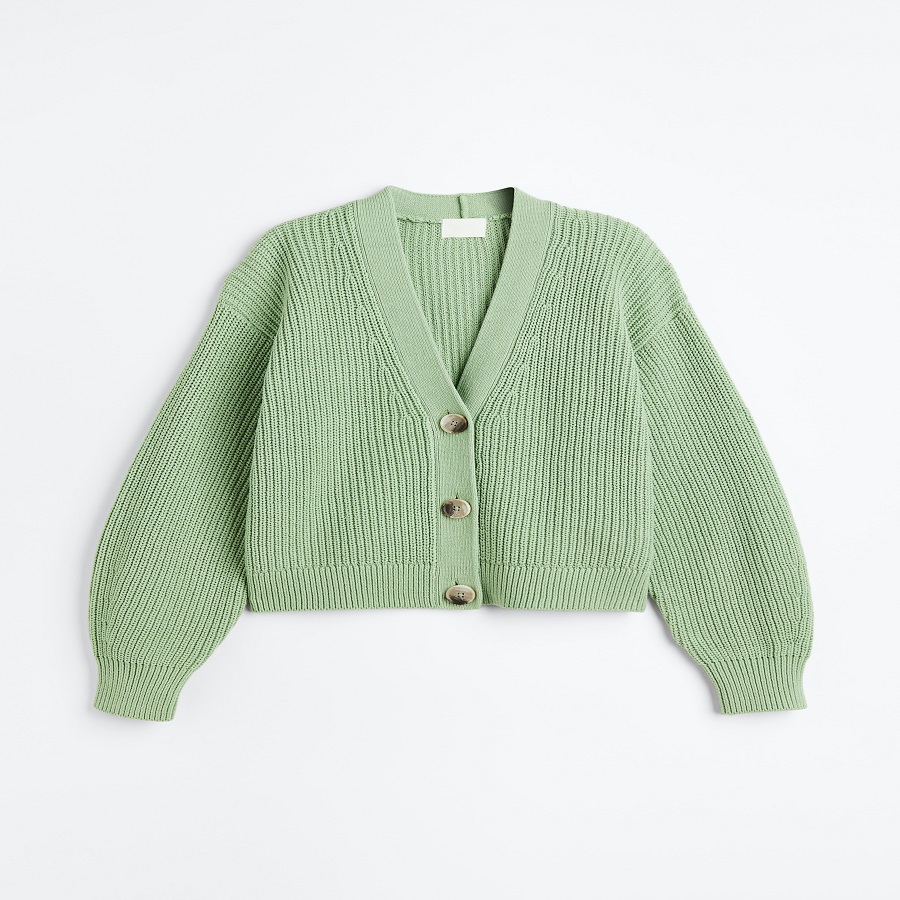 green knit cardigan