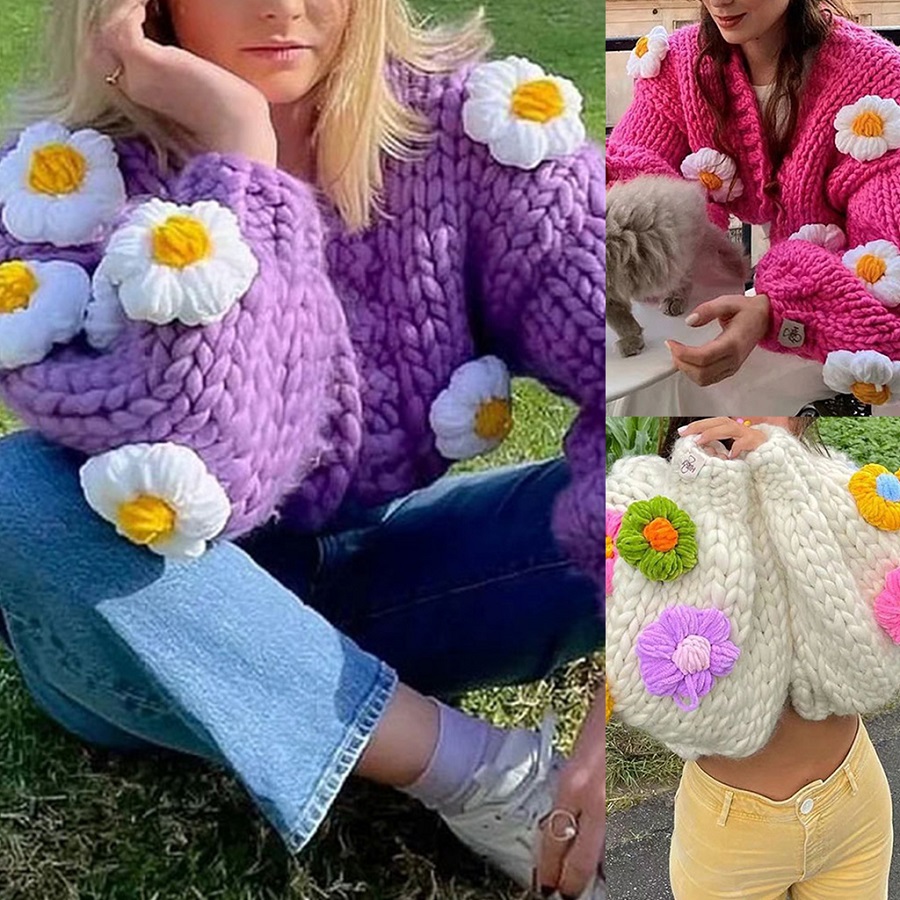 Crochet flower cardigan