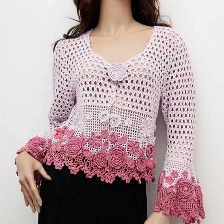 Crochet flower cardigan