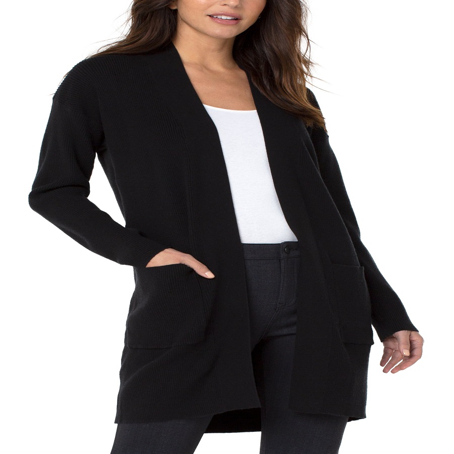 Women's black cardigan sweater