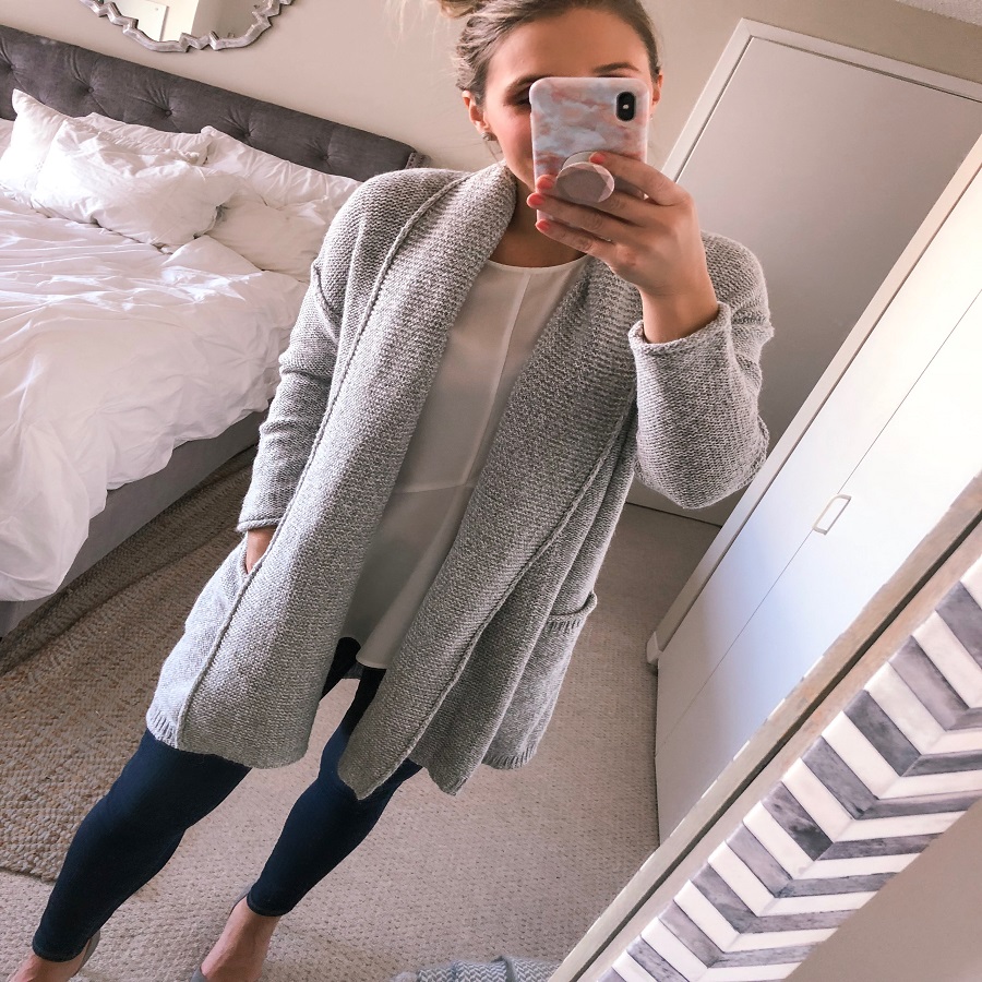 grey cardigan outfit