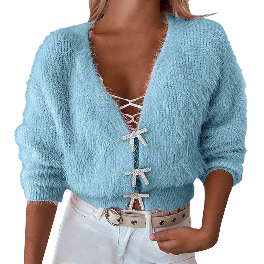 Rhinestone bow cardigan