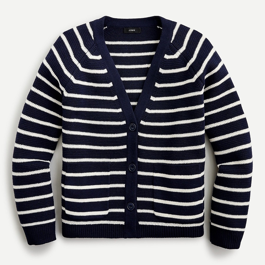 Crew neck cardigan sweater