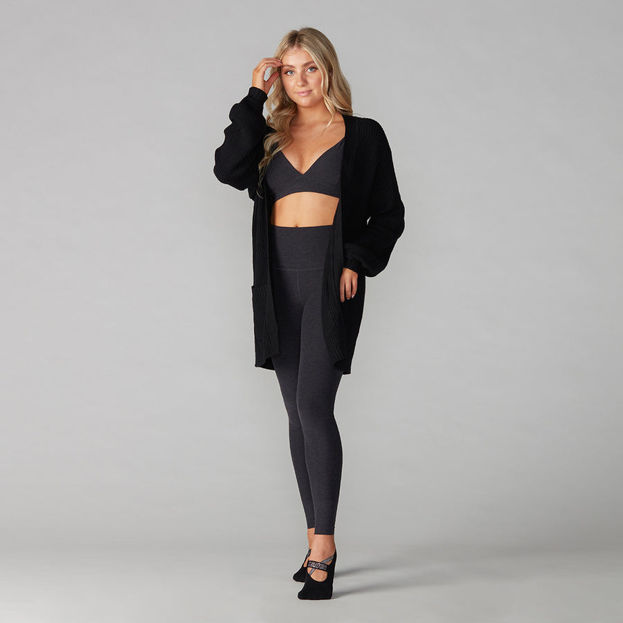 Black long cardigan sweater