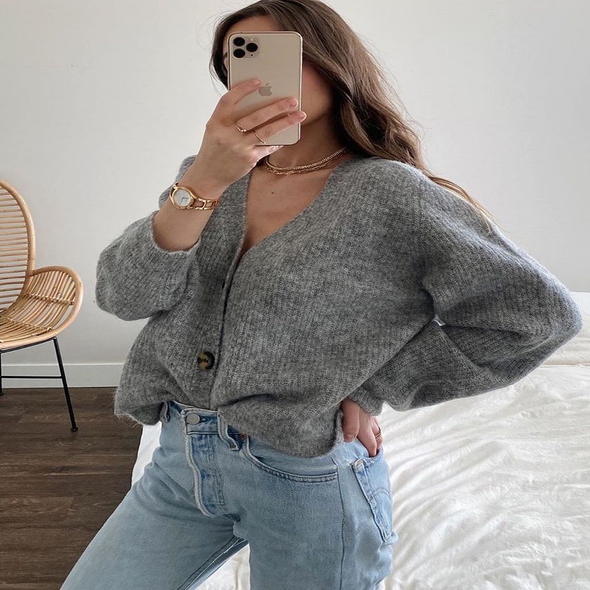 gray cardigan outfit