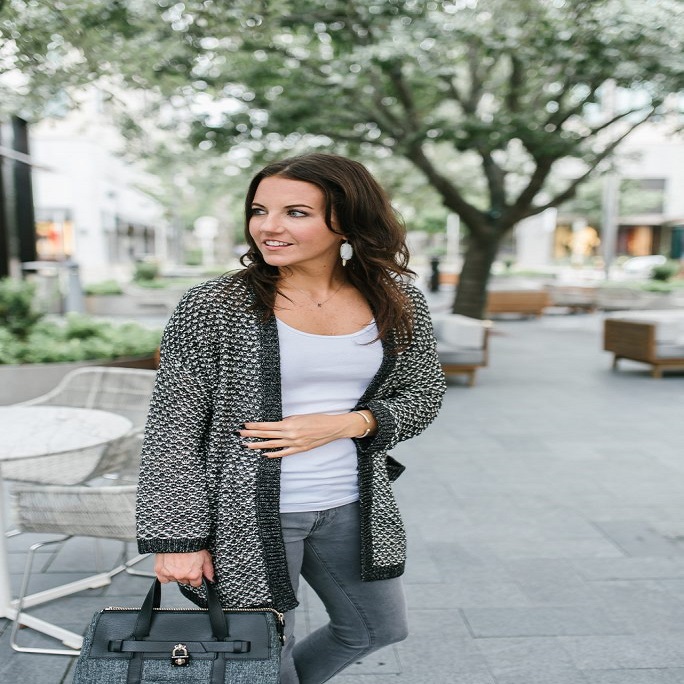 gray cardigan outfit