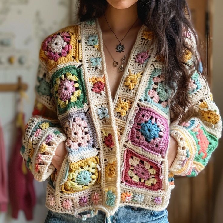 Patchwork cardigan crochet pattern