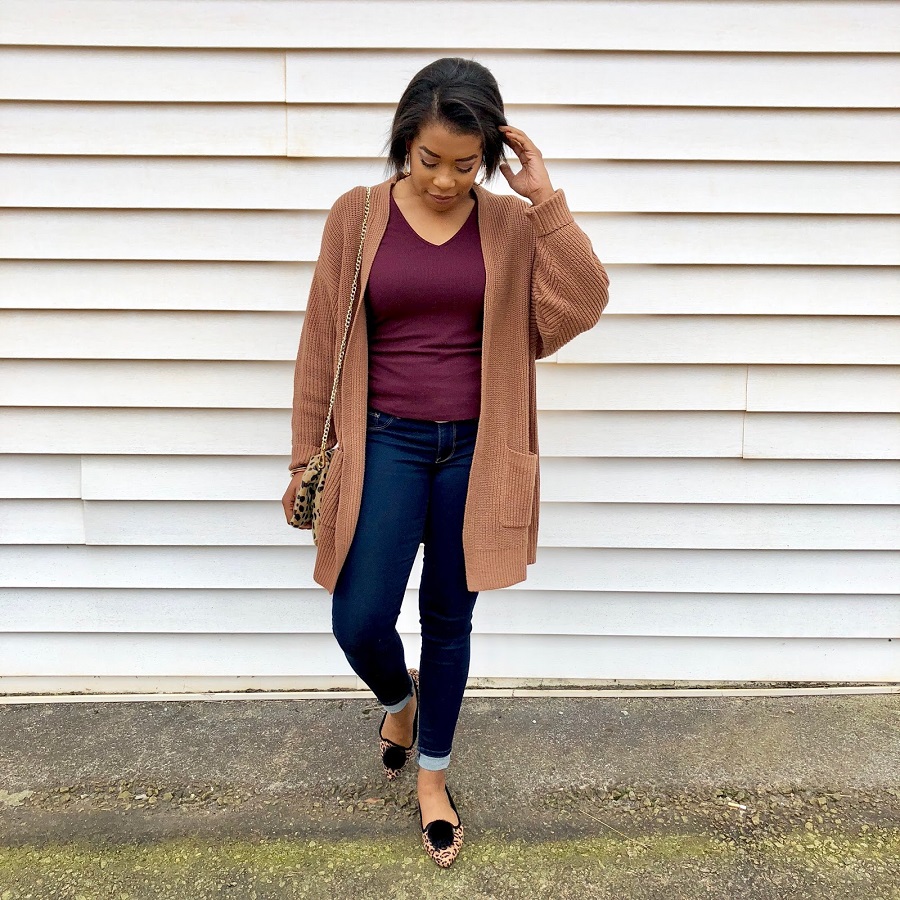 Brown cardigan outfit