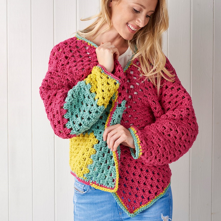 Crochet square cardigan